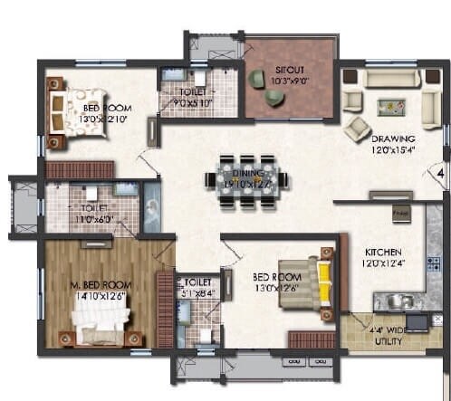  3 BHK Apartment at Jayabheri The Summit, Narsingi – for Rent