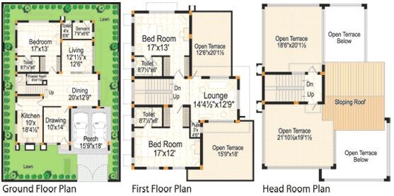 Floor plan of 3 BHK 3222 Sq. Ft. Villa in Jayadarsini Park Villas, Hyderabad