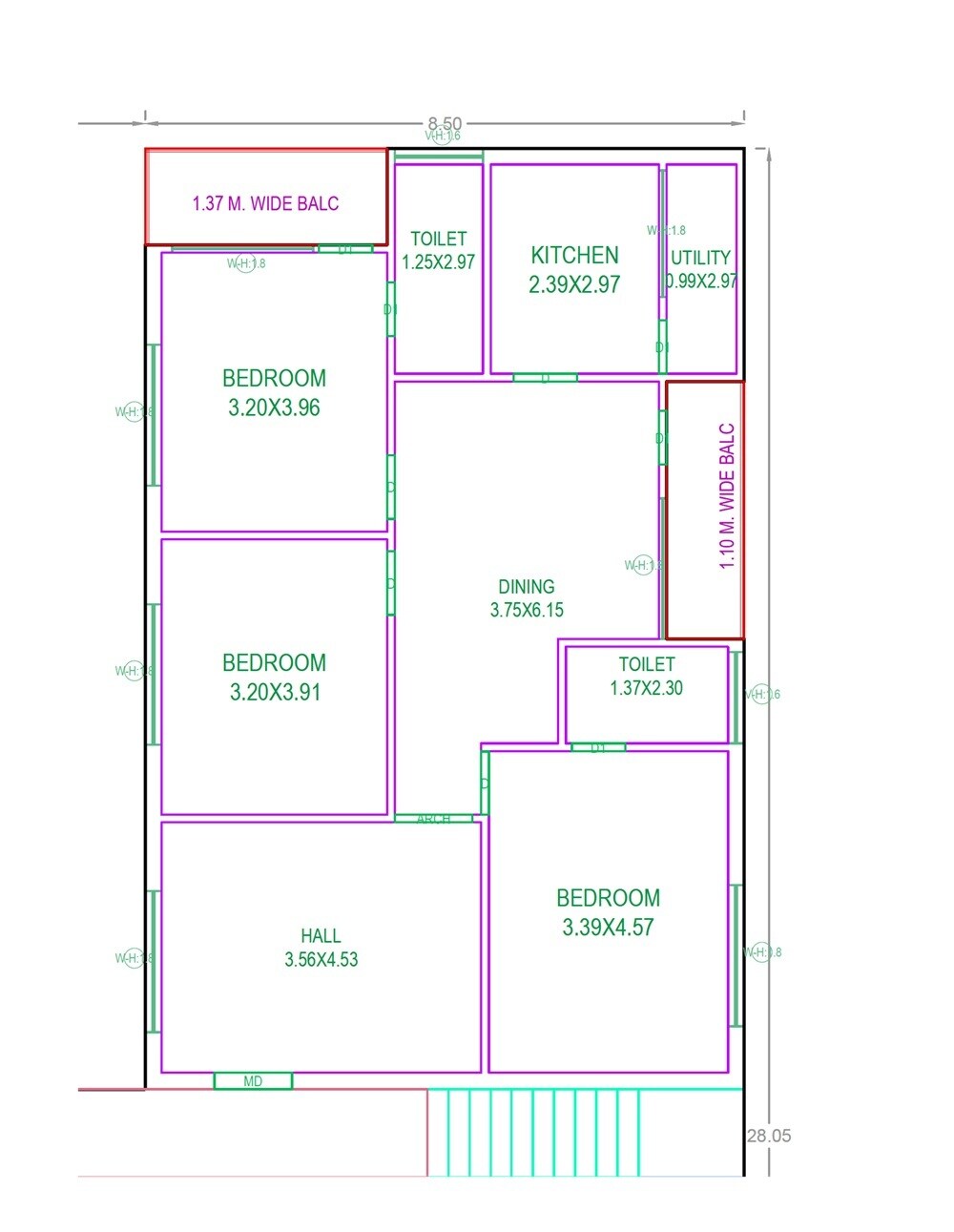 3 BHK 1700 Sq. Ft. Apartment