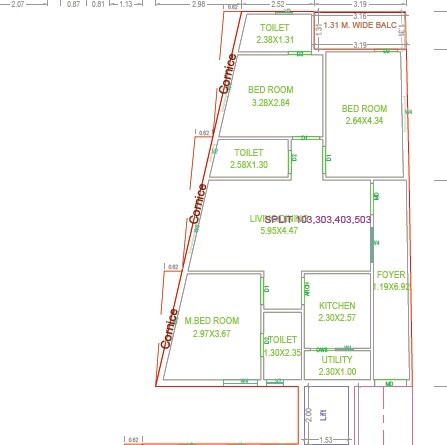 Floor plan of 3 BHK 1499 Sq. Ft. Apartment in JRS Royal Grande, Hyderabad