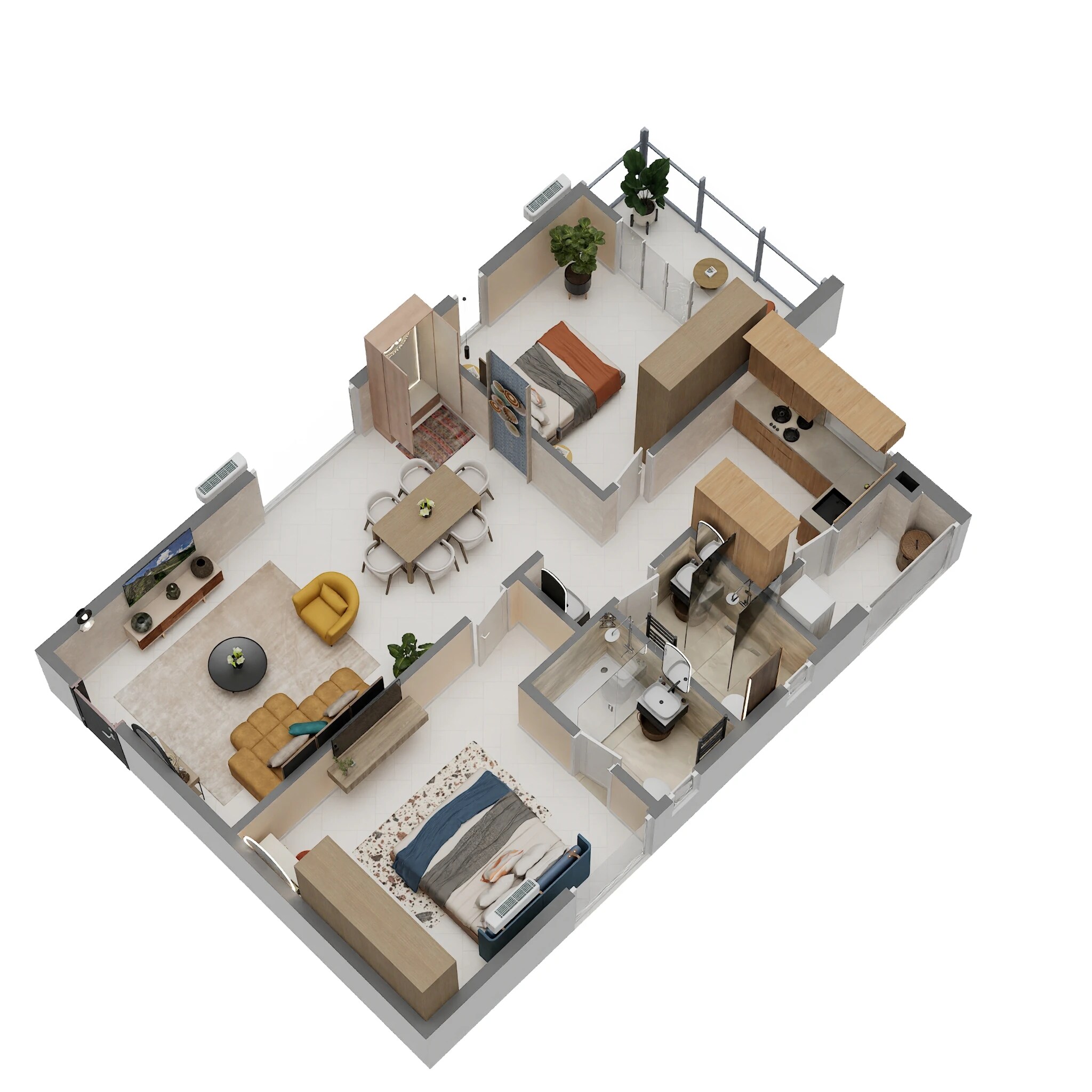 Floor plan of 2 BHK 1145 Sq. Ft. Apartment in K Raheja Corp Vistas, Hyderabad