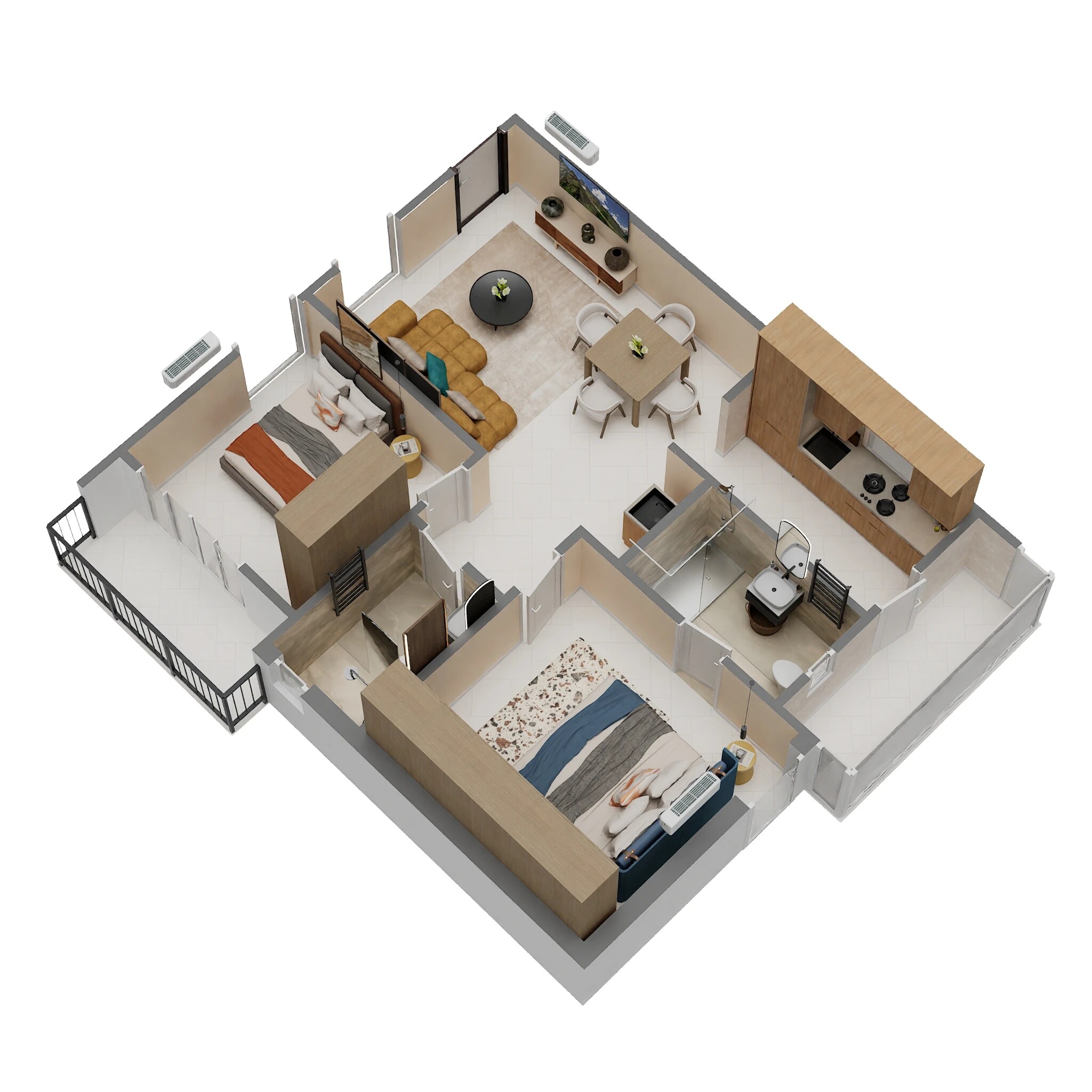 2 BHK 970 Sq. Ft. Apartment