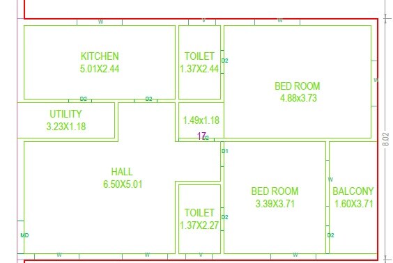 Floor plan of 2 BHK 1334 Sq. Ft. Apartment in Kalpana Lakeview, Hyderabad