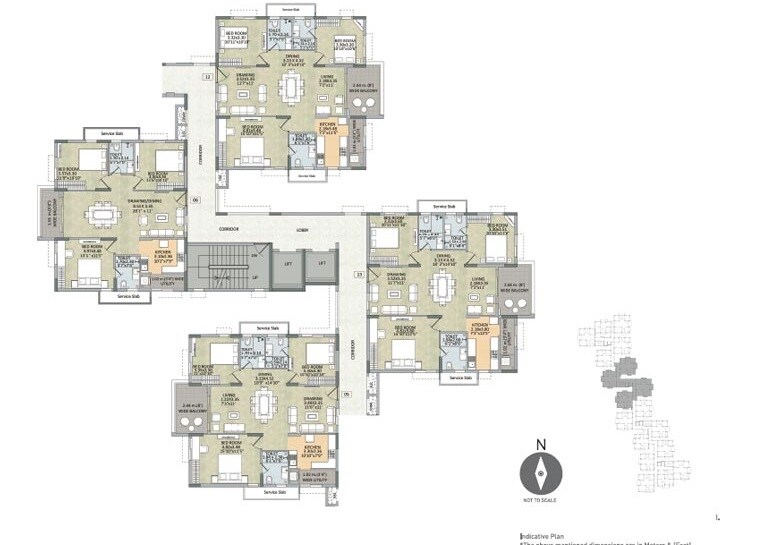 Floor plan of 3 BHK Apartment - 1895 sq. ft. in Kalpataru Residency, Hyderabad