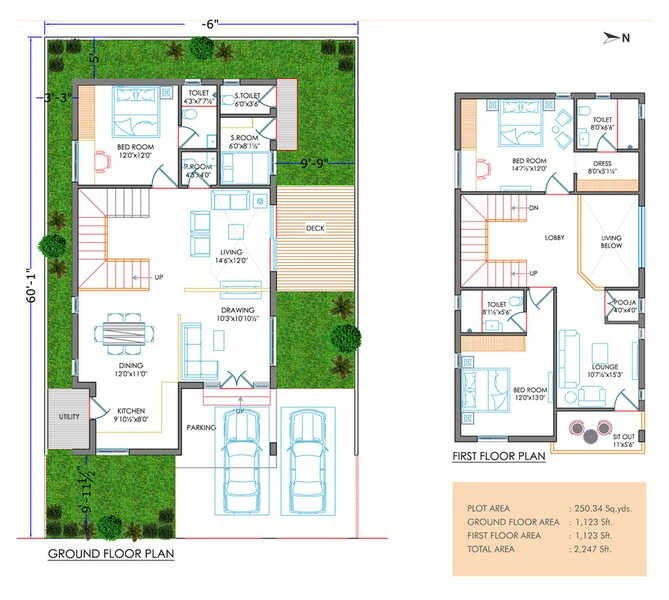 Floor plan of 3 BHK 2418 Sq. Ft. Villa in Kavuri Forest Nest, Hyderabad
