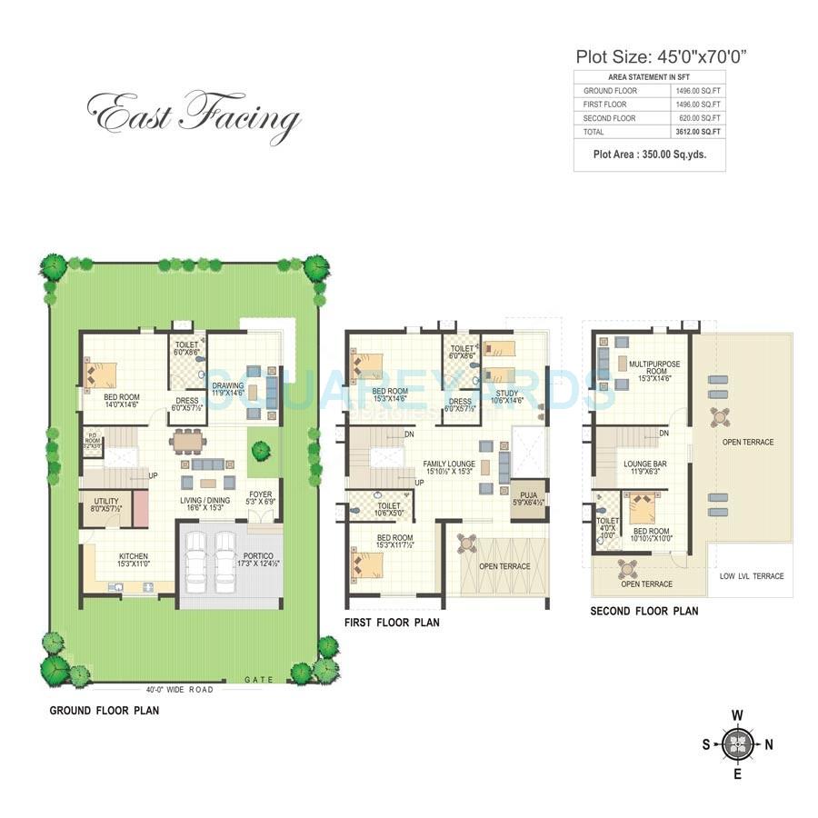 Floor plan of 4 BHK 3400 Sq. Ft. Villa in Keerthi Estates Richmond Villas, Hyderabad