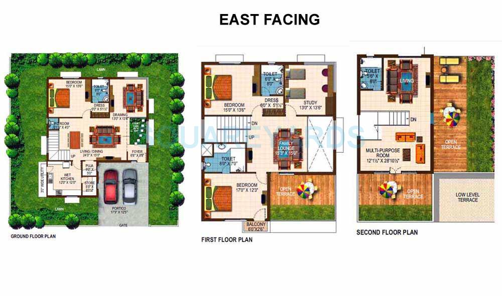 Floor plan of 4 BHK 3800 Sq. Ft. Villa in Keerthi Estates Richmond Villas, Hyderabad