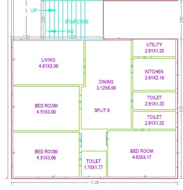 Floor plan of 3 BHK 1669 Sq. Ft. Apartment in KK Balaji Nilayam, Hyderabad