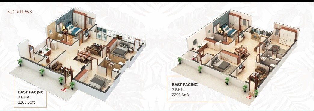 Floor plan of 3 BHK Apartment - 2205 sq. ft. in KK Rao Eastern Sky, Hyderabad