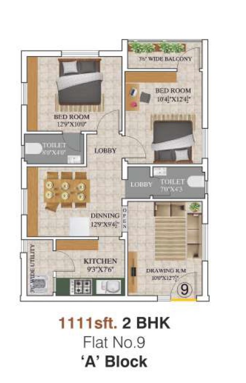 2 BHK 1111 Sq. Ft. Apartment in Kotech Signature