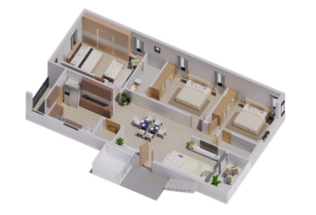 3 BHK 1920 Sq. Ft. Apartment