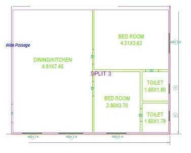 Floor plan of 2 BHK 1220 Sq. Ft. Apartment in KVSS Garudadri Residency, Hyderabad