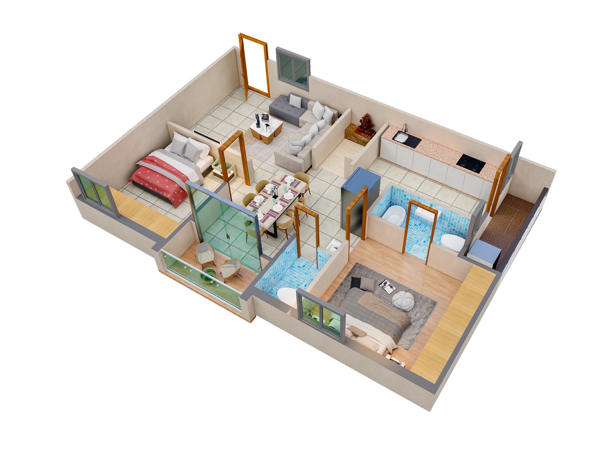 2 BHK 1285 Sq. Ft. Apartment