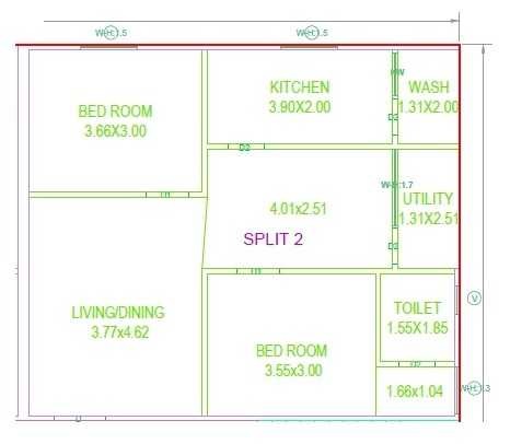 2 BHK 1220 Sq. Ft. Apartment in KVSS Venkatadri Residency