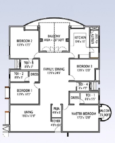 4 BHK 2275 Sq. Ft. Apartment