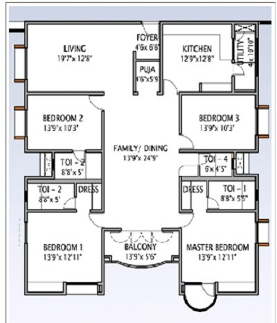 4 BHK 2530 Sq. Ft. Apartment