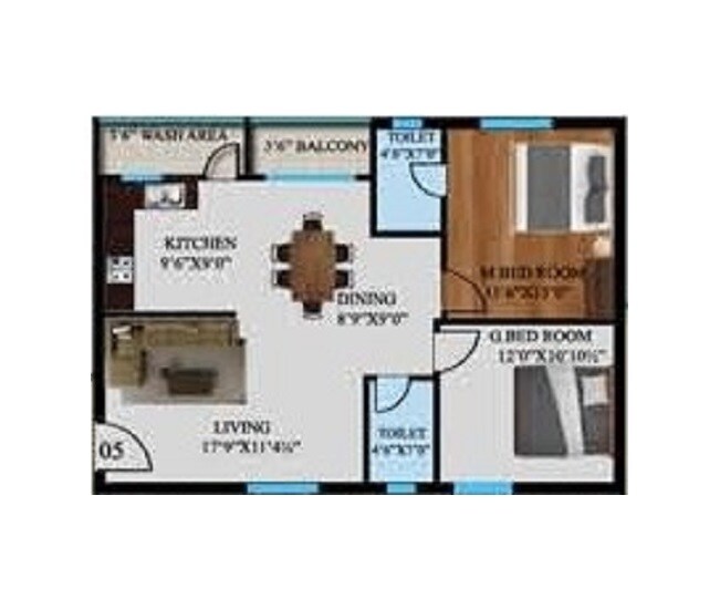 2 BHK 1150 Sq. Ft. Apartment