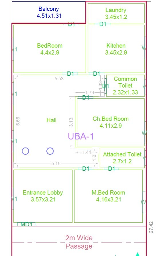 Floor plan of 3 BHK 1549 Sq. Ft. Apartment in Lakshmi Ganapathi Vihar, Hyderabad