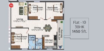  3 BHK Apartment at Lalitha Divine County, Ameenpur – for Rent