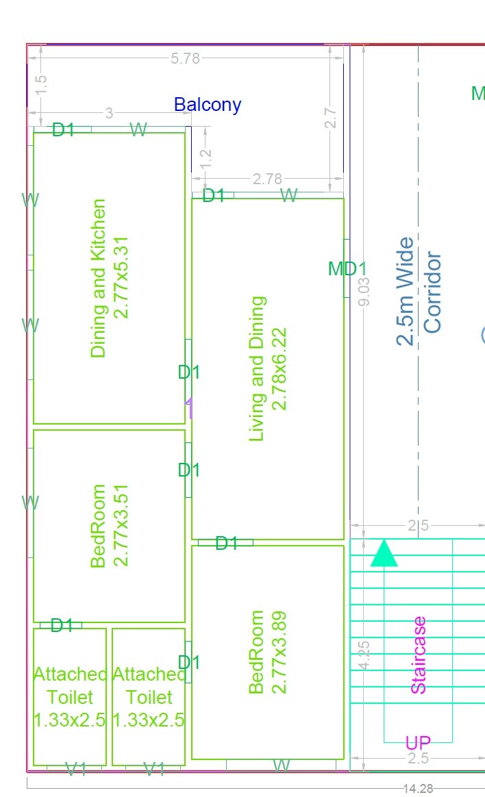 Floor plan of 2 BHK 1199 Sq. Ft. Apartment in Lalitha Mythili Pride, Hyderabad