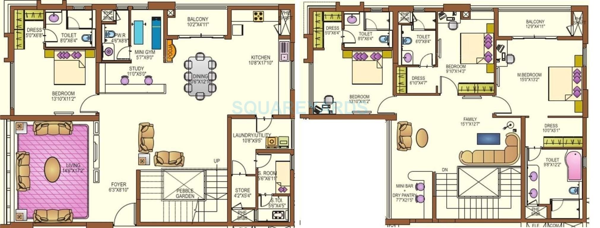 Floor plan of 4 BHK 4358 Sq. Ft. Apartment in Lanco Hills Apartments, Hyderabad