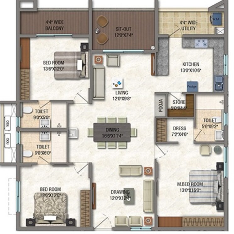 Other, lansum-eden-gardens 3 Bedroom 2160 Sq.Ft. Apartment In Kondapur Hyderabad 8194139