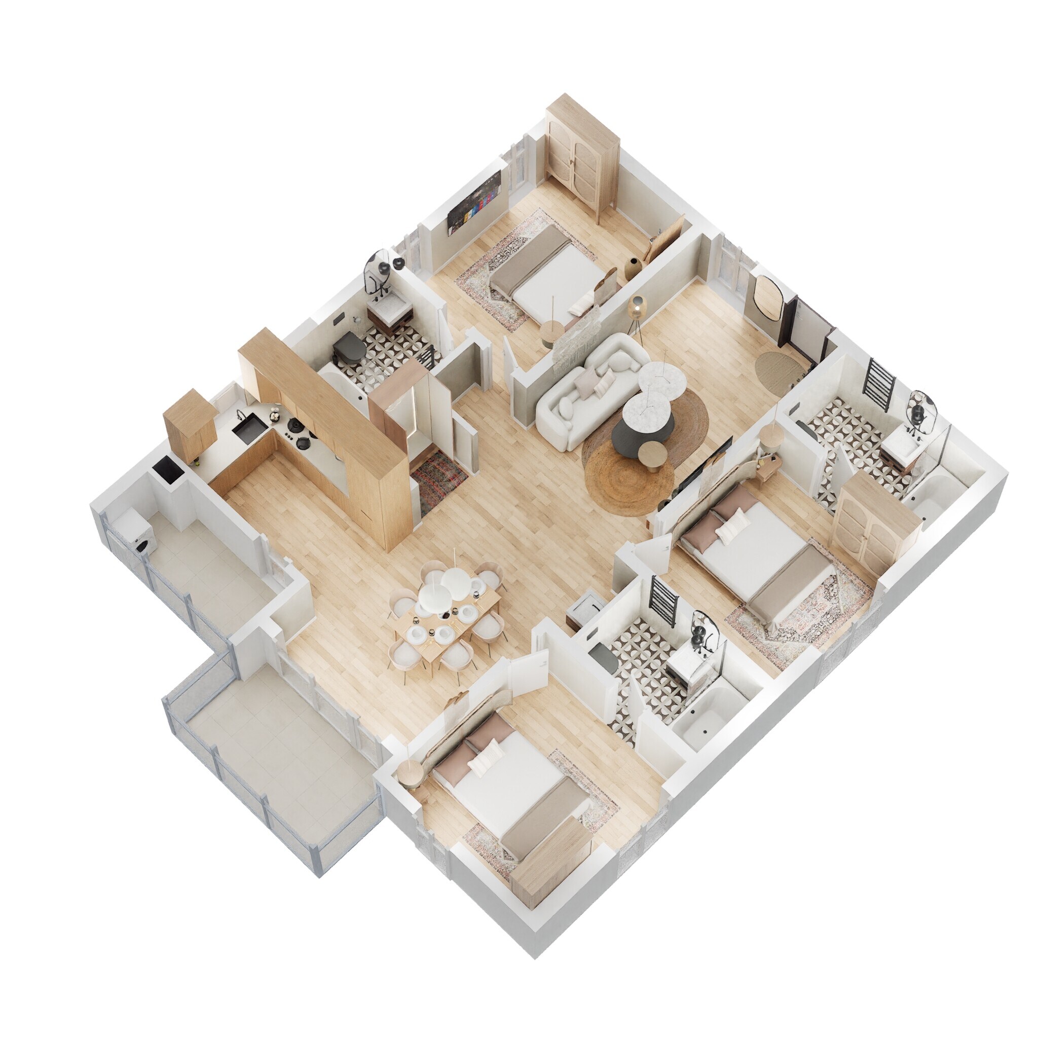 Floor plan of 3 BHK 1540 Sq. Ft. Apartment in Lansum El Dorado, Hyderabad