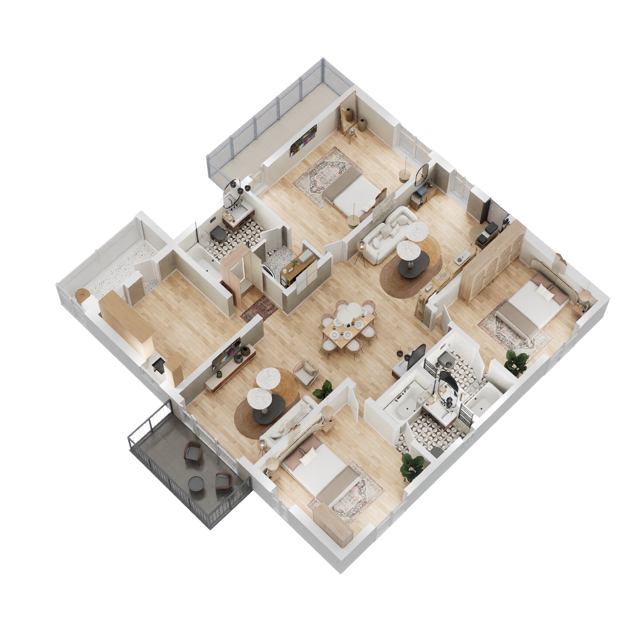 Floor plan of 3 BHK 2240 Sq. Ft. Apartment in Lansum El Dorado, Hyderabad