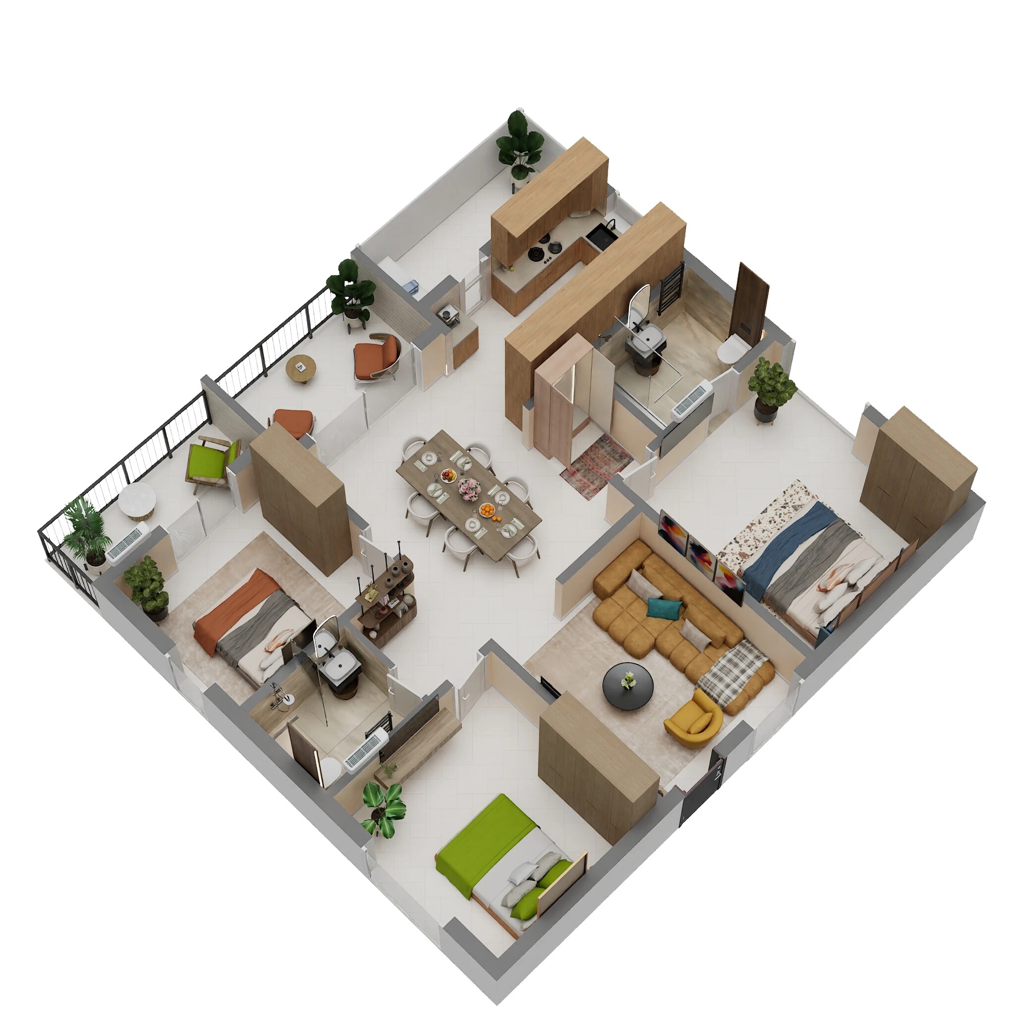 Floor plan of 3 BHK 1715 Sq. Ft. Apartment in Lansum EL Palacio, Hyderabad