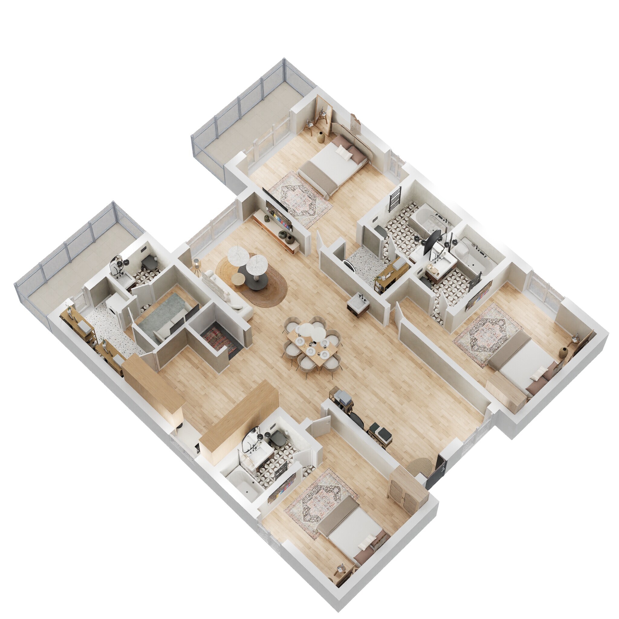 Floor plan of 3 BHK 2640 Sq. Ft. Apartment in Lansum Elena, Hyderabad