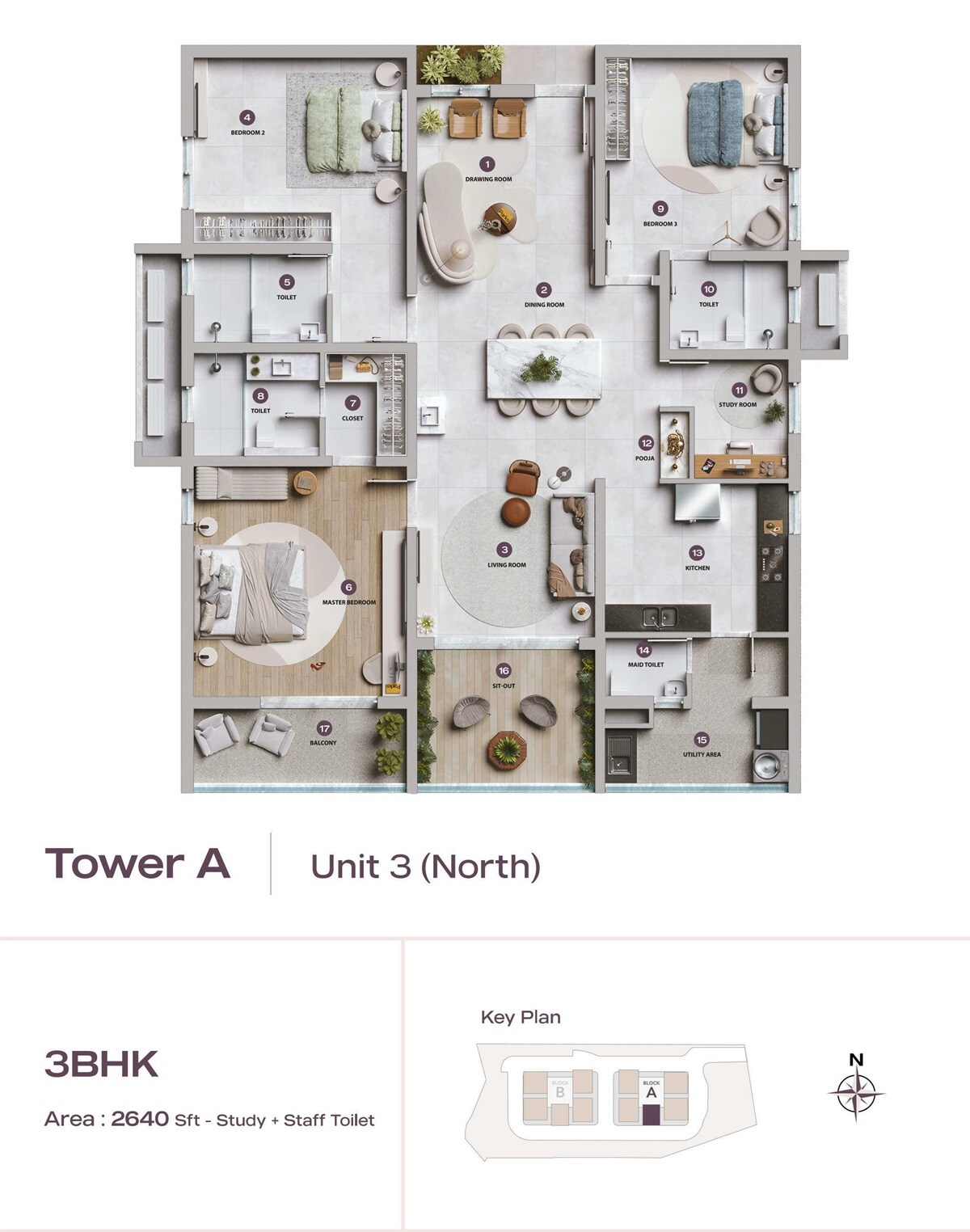 Other, lansum-elena 3 Bedroom 2450 Sq.Ft. Apartment In Kokapet Hyderabad 8817409