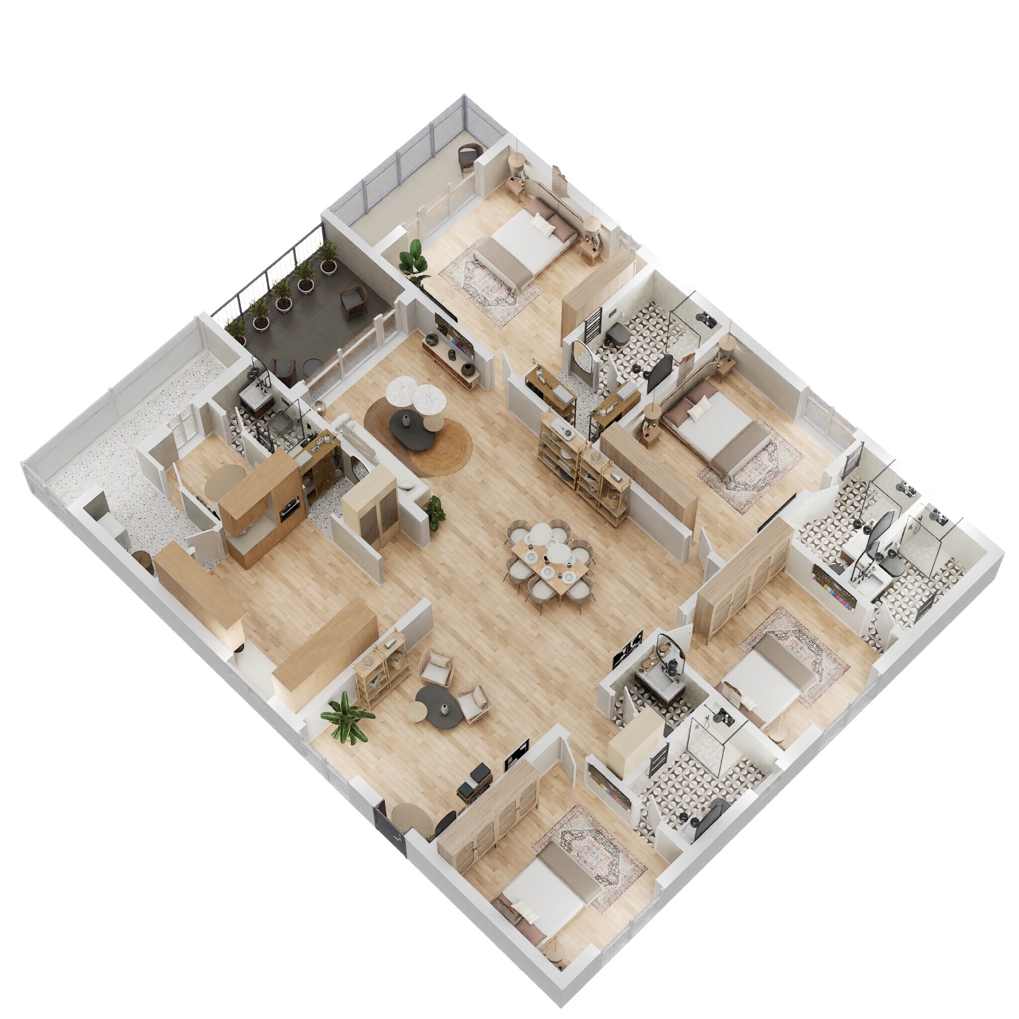 Floor plan of 4 BHK 3260 Sq. Ft. Apartment in Lansum Elena, Hyderabad
