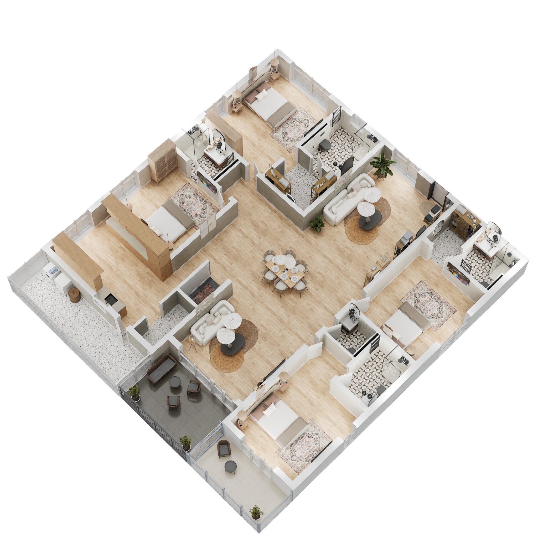 Floor plan of 4 BHK 3775 Sq. Ft. Apartment in Lansum Elena, Hyderabad