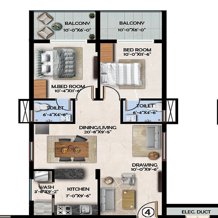 2 BHK 1218 Sq. Ft. Apartment