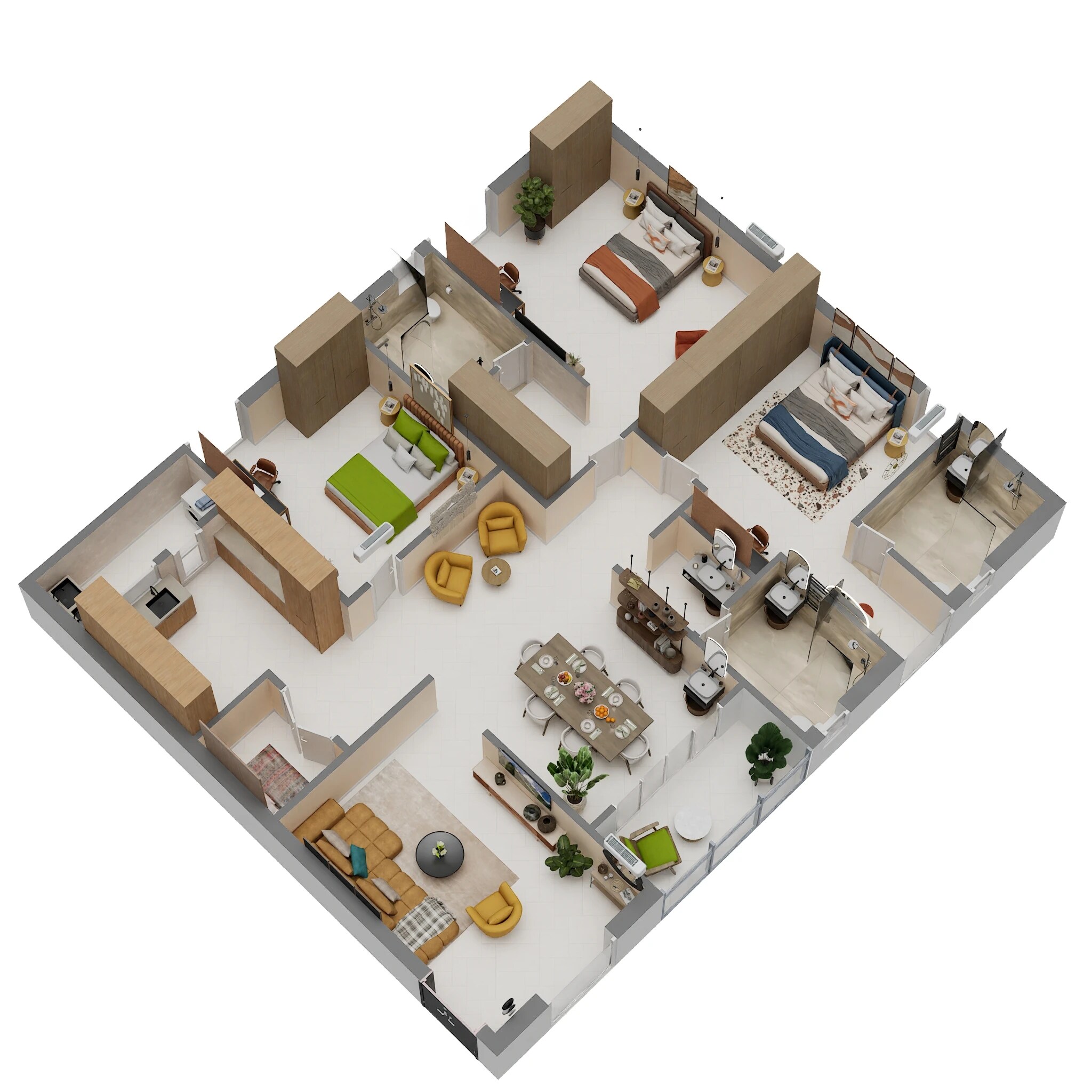 Floor plan of 3 BHK 2084 Sq. Ft. Apartment in Laxmi Sumeru Nivas, Hyderabad