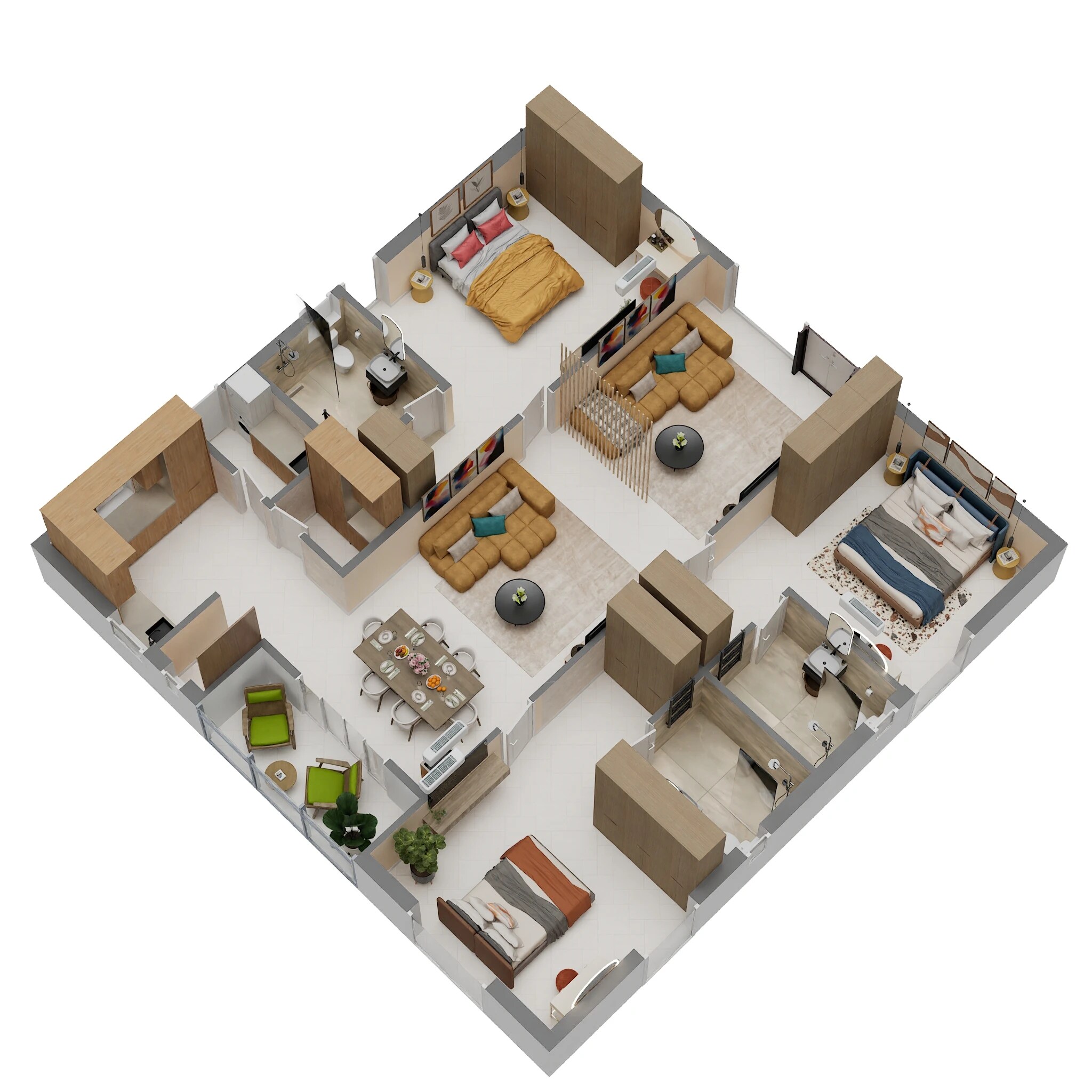Floor plan of 3 BHK 2122 Sq. Ft. Apartment in Laxmi Sumeru Nivas, Hyderabad