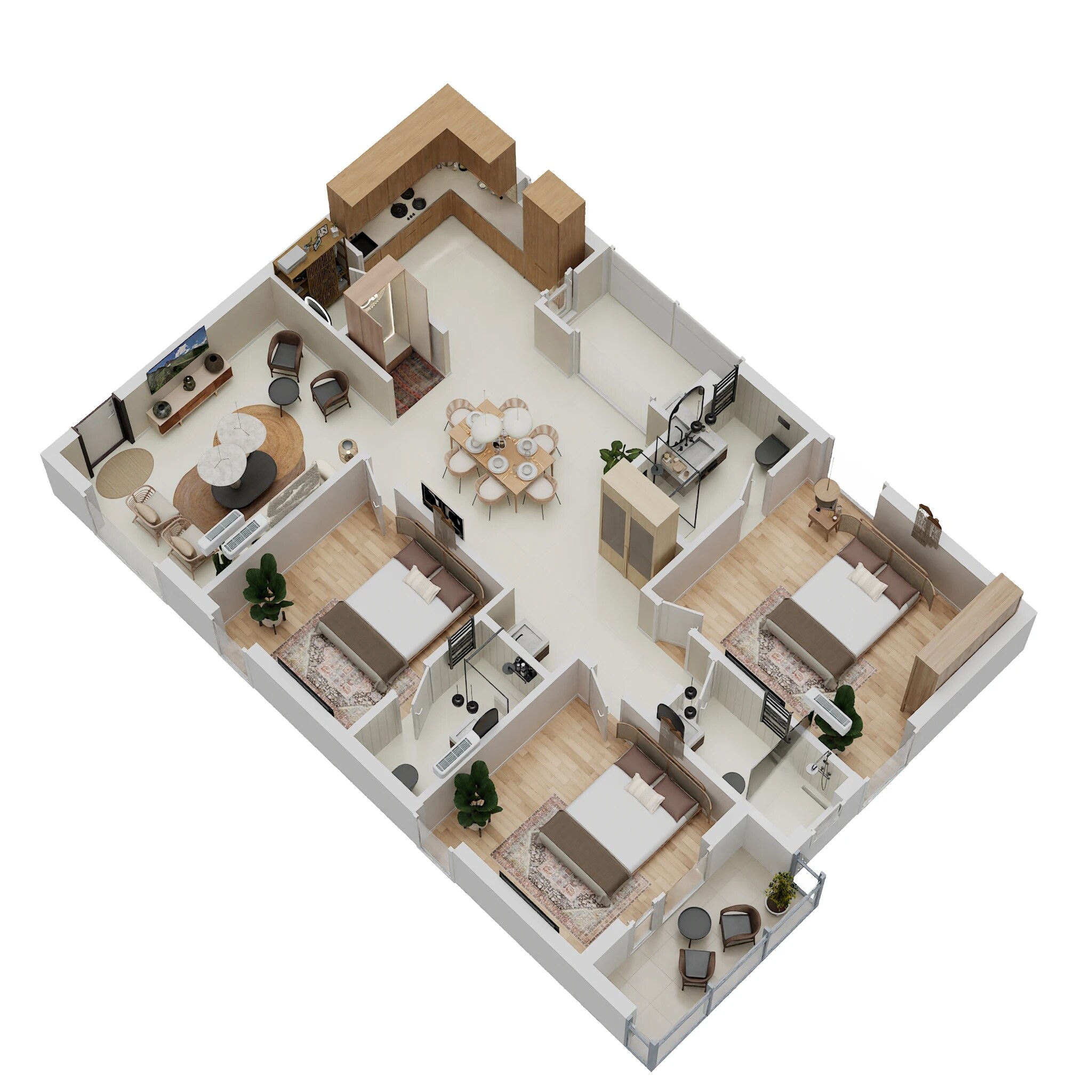 Floor plan of 3 BHK 1635 Sq. Ft. Apartment in League Luxes, Hyderabad