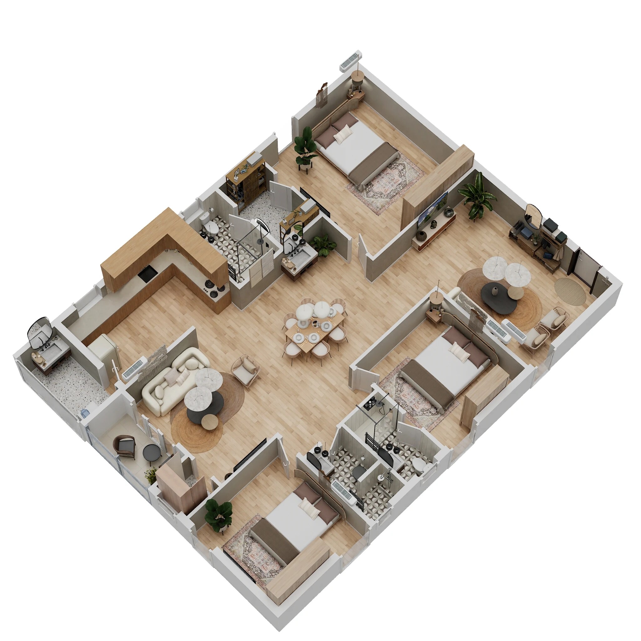 Floor plan of 3 BHK 2060 Sq. Ft. Apartment in League Luxes, Hyderabad
