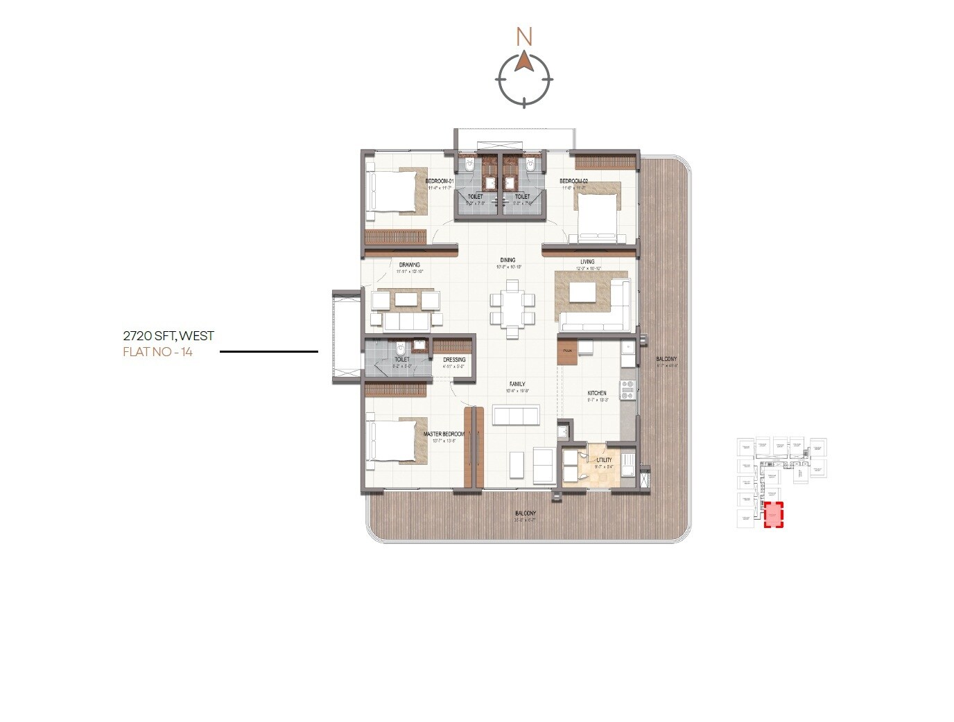 3 BHK 2720 Sq. Ft. Apartment