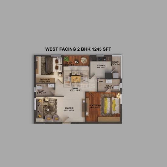 2 BHK 1245 Sq. Ft. Apartment