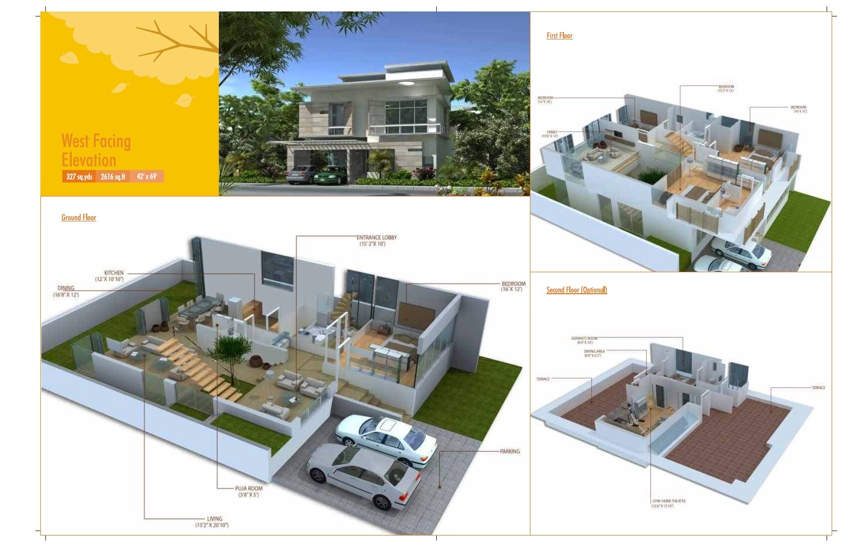 Floor plan of 4 BHK 2616 Sq. Ft. Villa in Legend Chimes, Hyderabad
