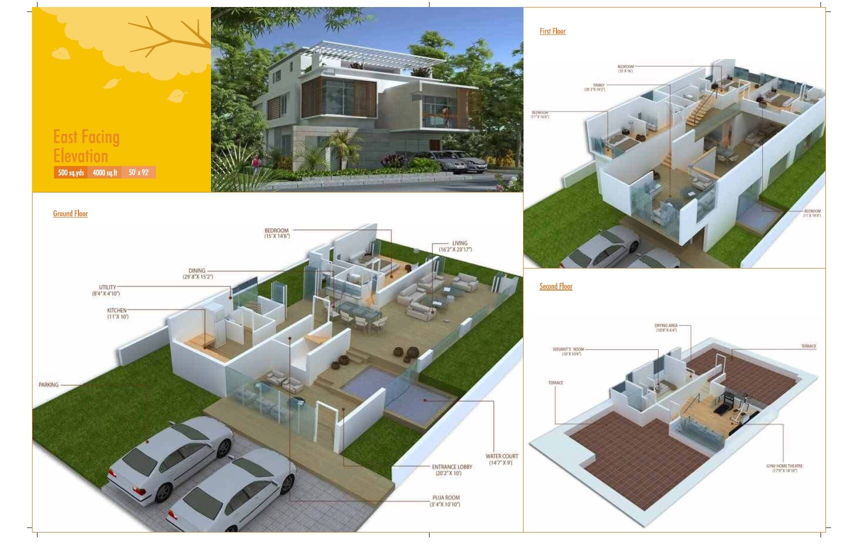 Floor plan of 4 BHK 4000 Sq. Ft. Villa in Legend Chimes, Hyderabad