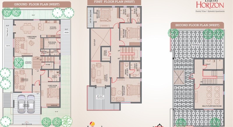 Floor plan of 4 BHK 4139 Sq. Ft. Villa in Legend Horizon Villa Hyderabad, Hyderabad