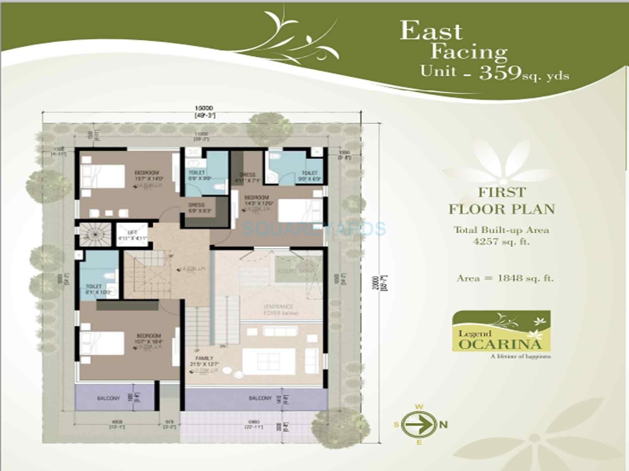Floor plan of 4 BHK 4257 Sq. Ft. Villa in Legend Ocarina, Hyderabad