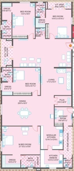 Floor plan of 4 BHK 4538 Sq. Ft. Apartment in Legend Prana, Hyderabad
