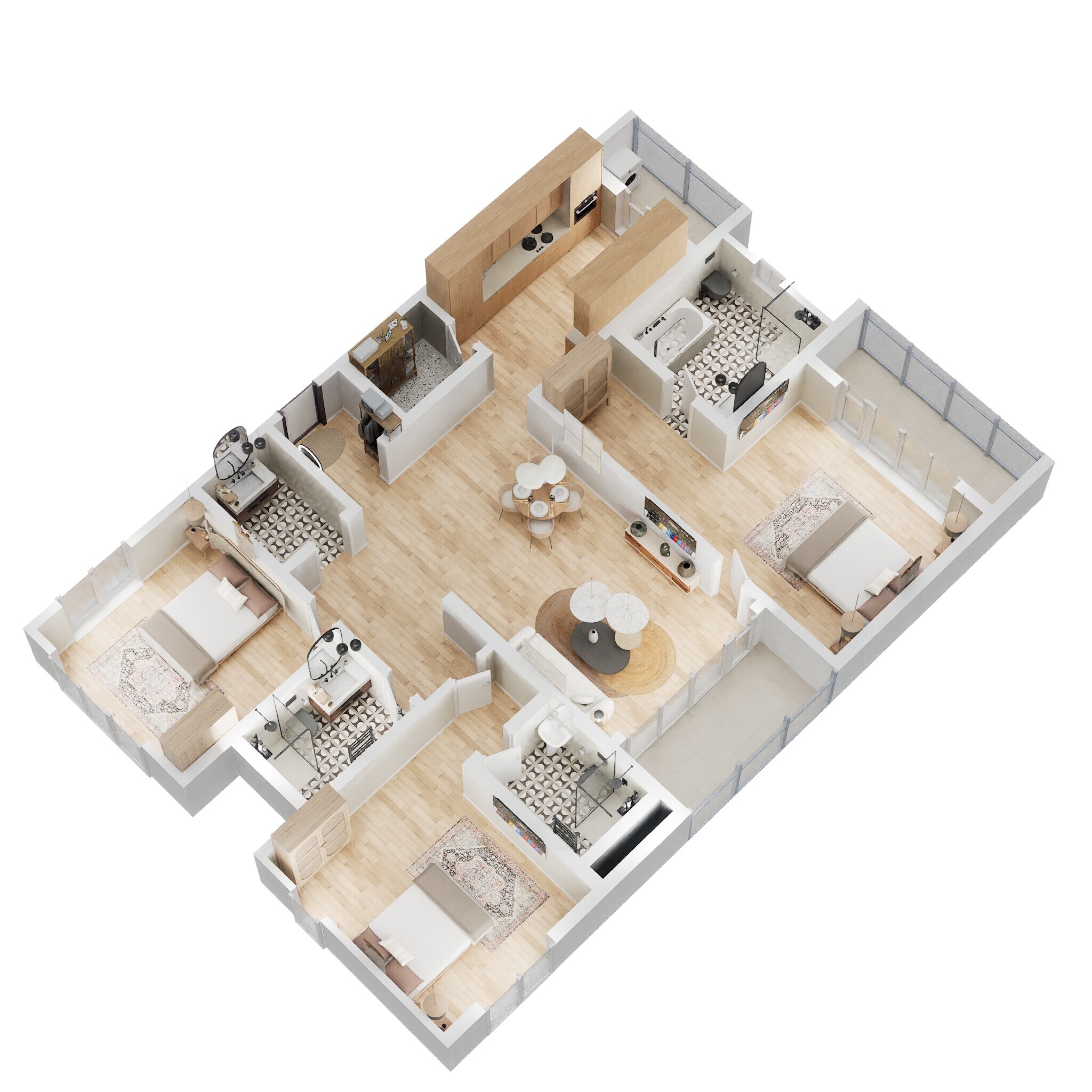 Floor plan of 3 BHK 2018 Sq. Ft. Apartment in Lodha Athena, Hyderabad