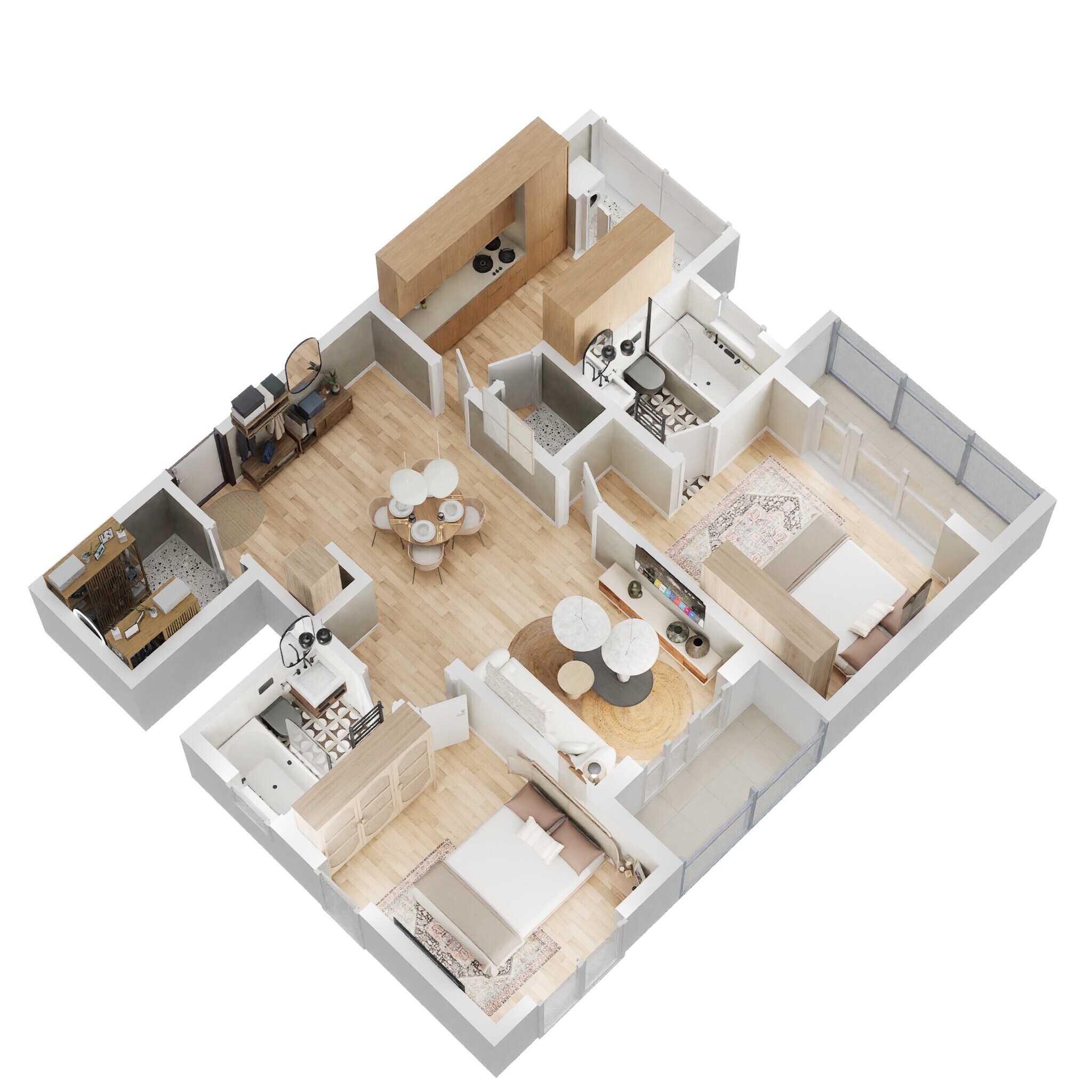 Floor plan of 2 BHK 1215 Sq. Ft. Apartment in Lodha Casa Paradiso Hyderabad, Hyderabad