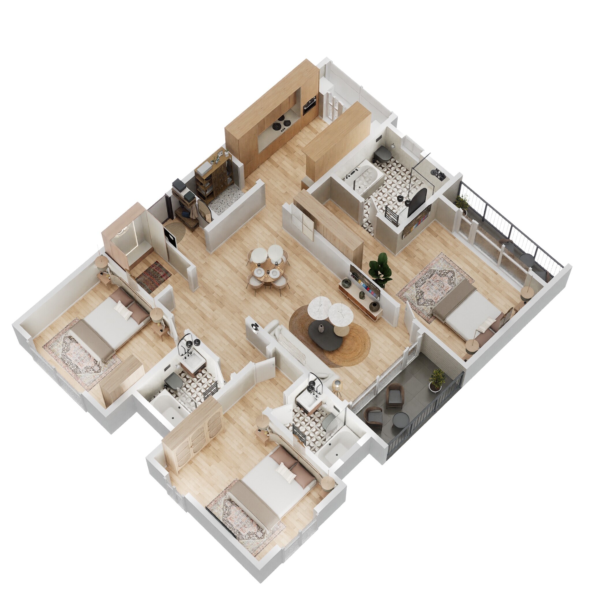 Floor plan of 3 BHK 1818 Sq. Ft. Apartment in Lodha Casa Paradiso Hyderabad, Hyderabad