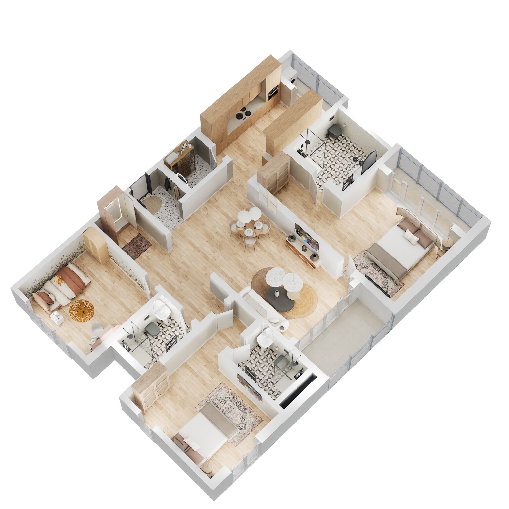Floor plan of 3 BHK 2160 Sq. Ft. Apartment in Lodha Casa Paradiso Hyderabad, Hyderabad