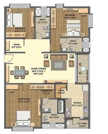  3 BHK Apartment at Lodha Meridian, Kukatpally – for Rent